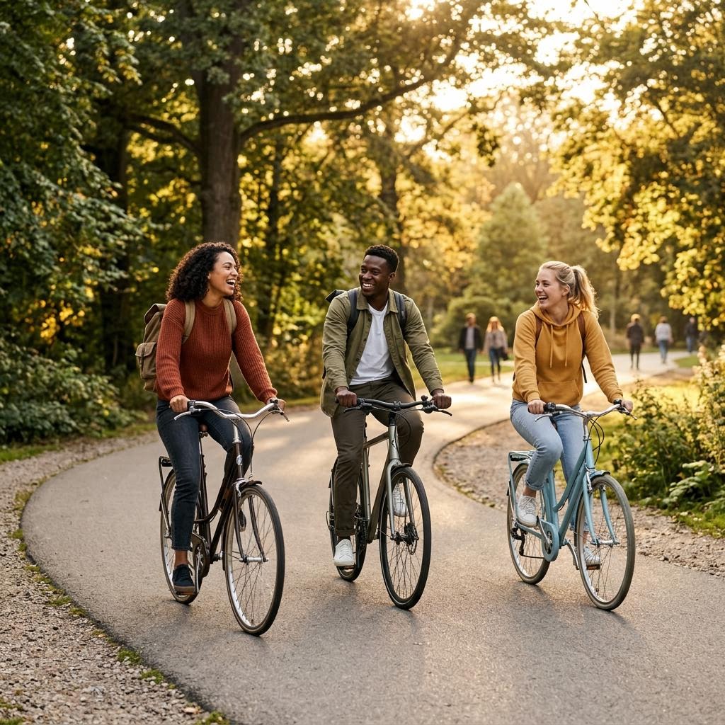 Friends cycling
