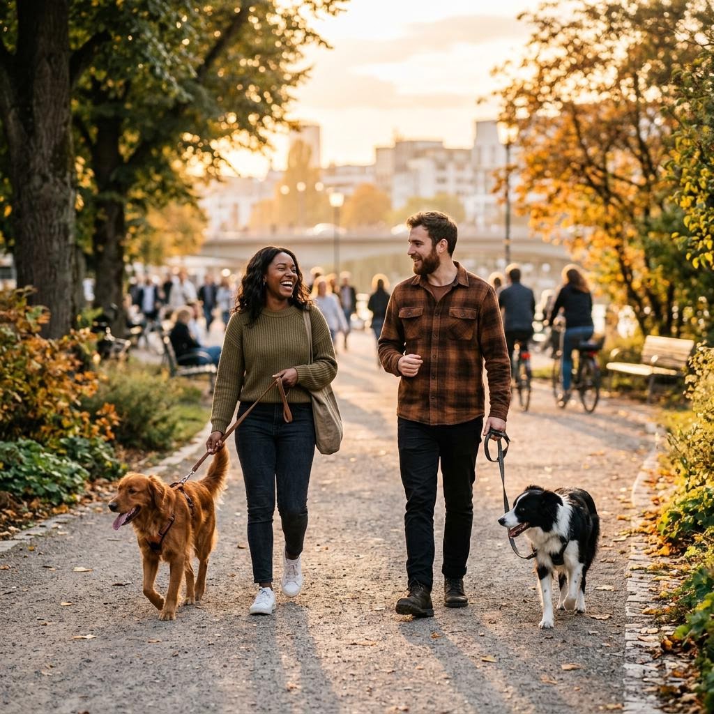 Dog walking together