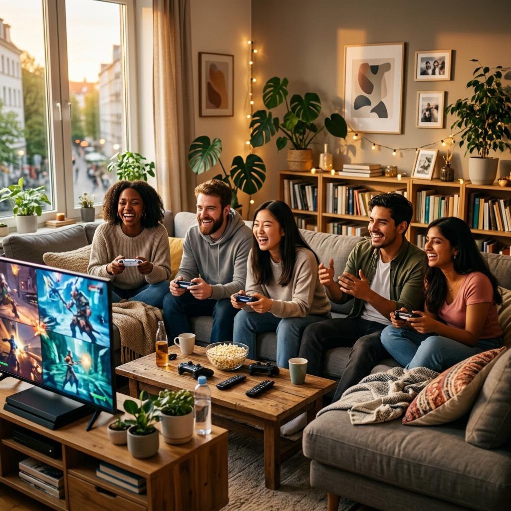 Friends gaming together