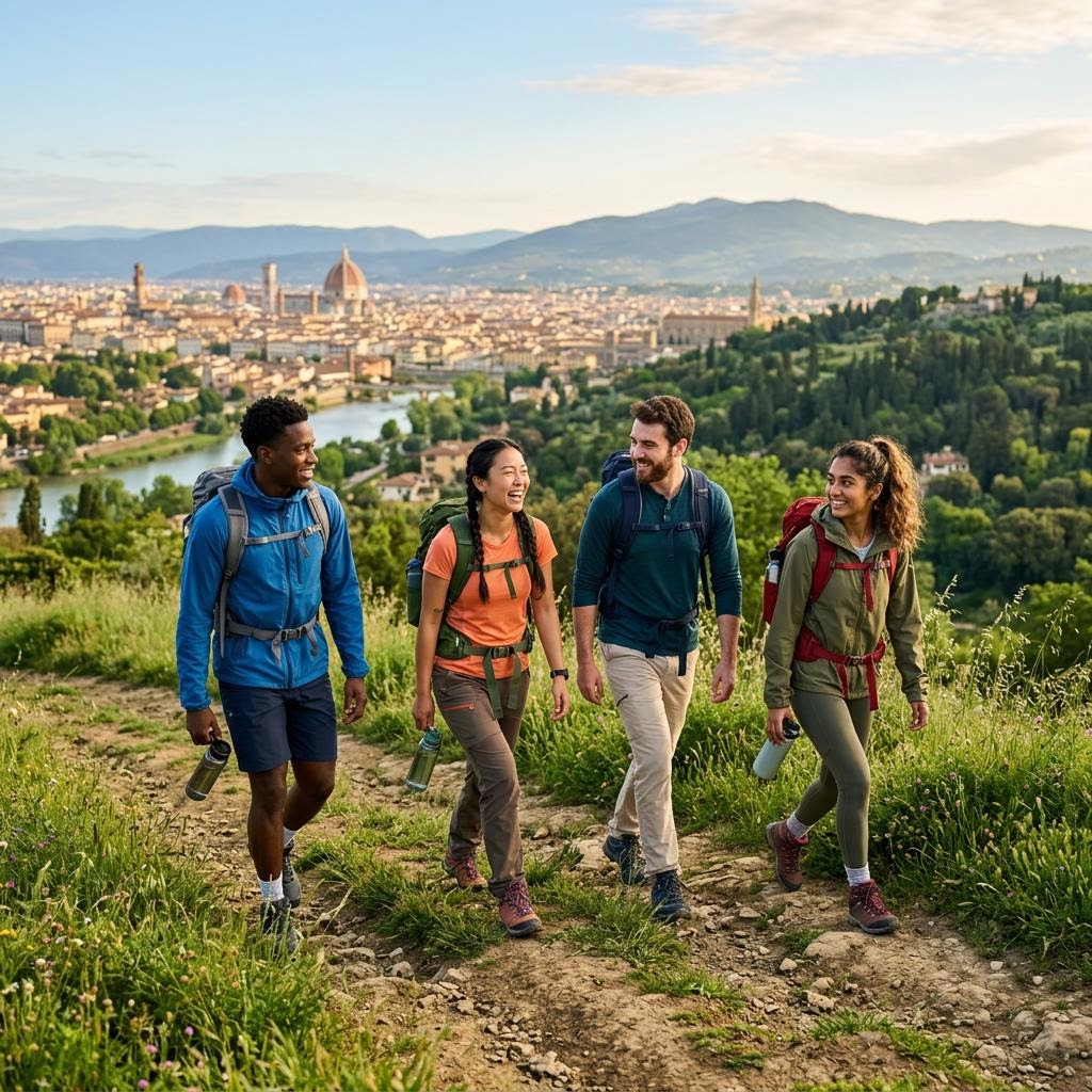 Hiking group on a trail