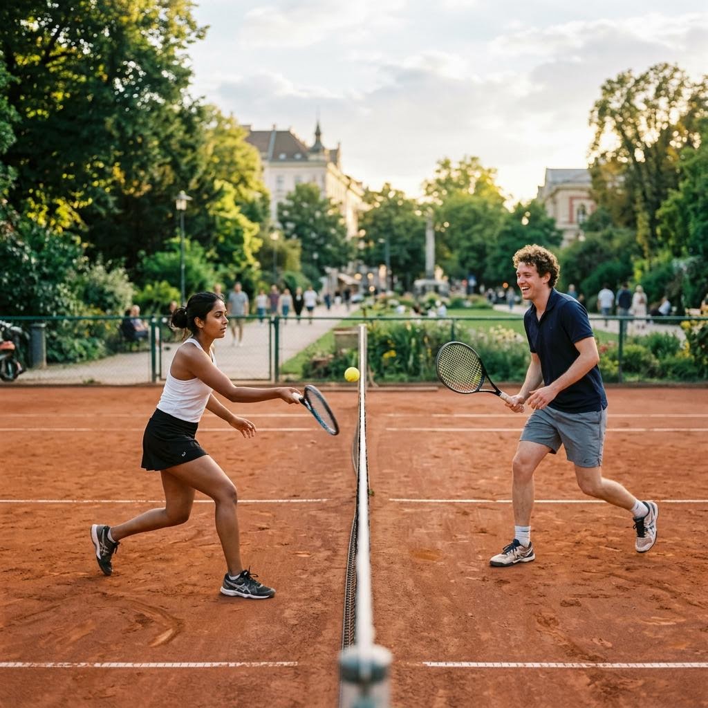 Friendly tennis match